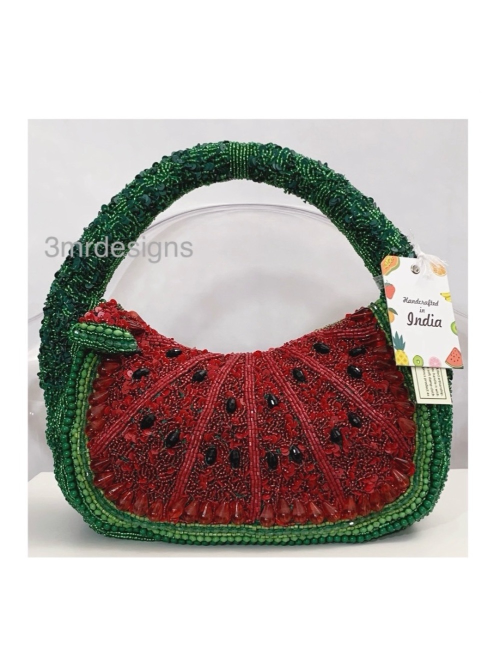 NWT Viral HANDCRAFTED IN INDIA Beaded Watermelon Slice Handbag